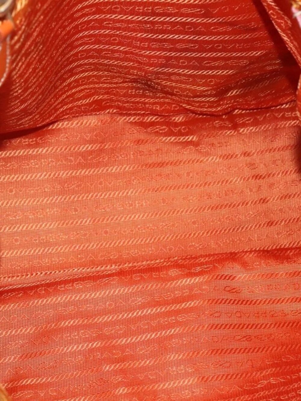 PRADA Tote Bag Nylon 2way Orange Gold Auth ep9199 - Picture 13 of 16